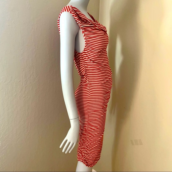 GUESS Red Striped Jersey Bodycon Dress Size Medium - Picture 6 of 15